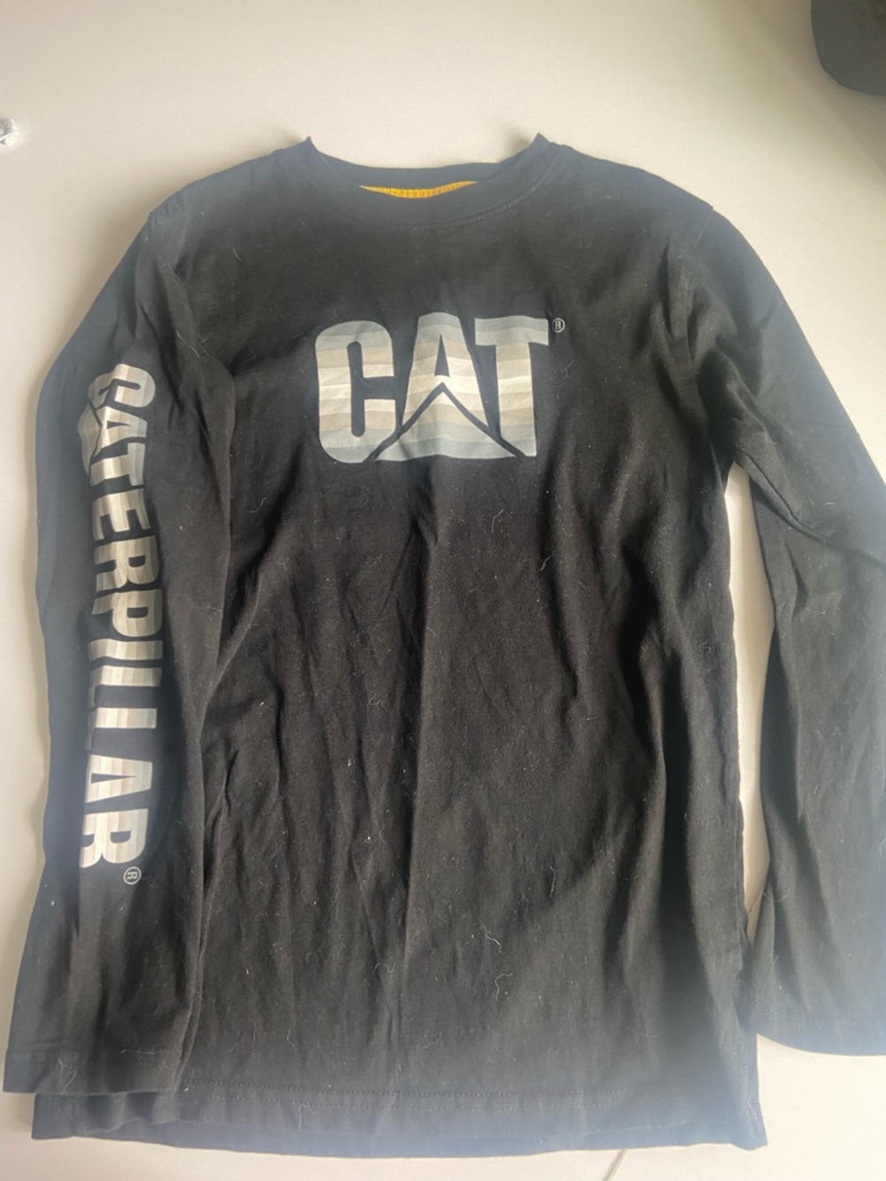 Caterpillar Black Long Sleeve Tee with Silver Logo